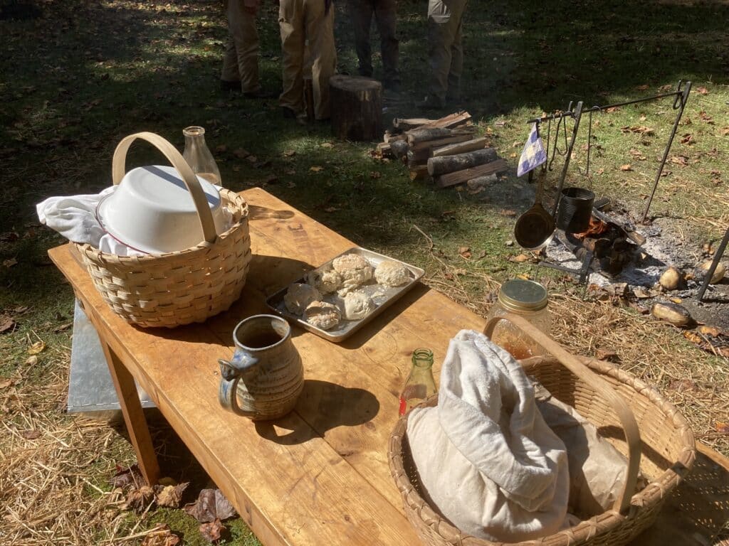 Camping in the Old Style campfire and meal