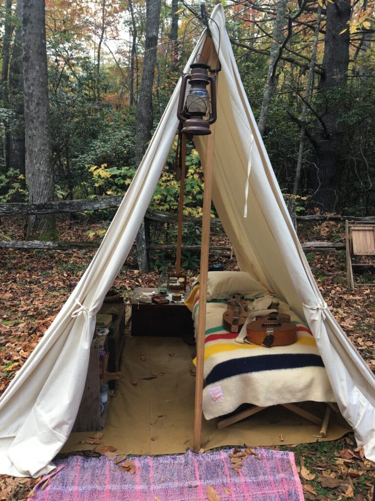 Camping in the Old Style tent