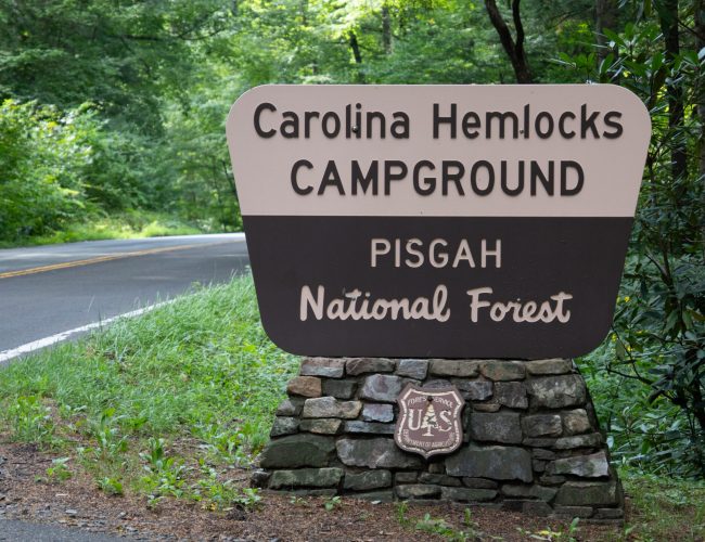 Letrero de entrada actualizado de Carolina Hemlocks